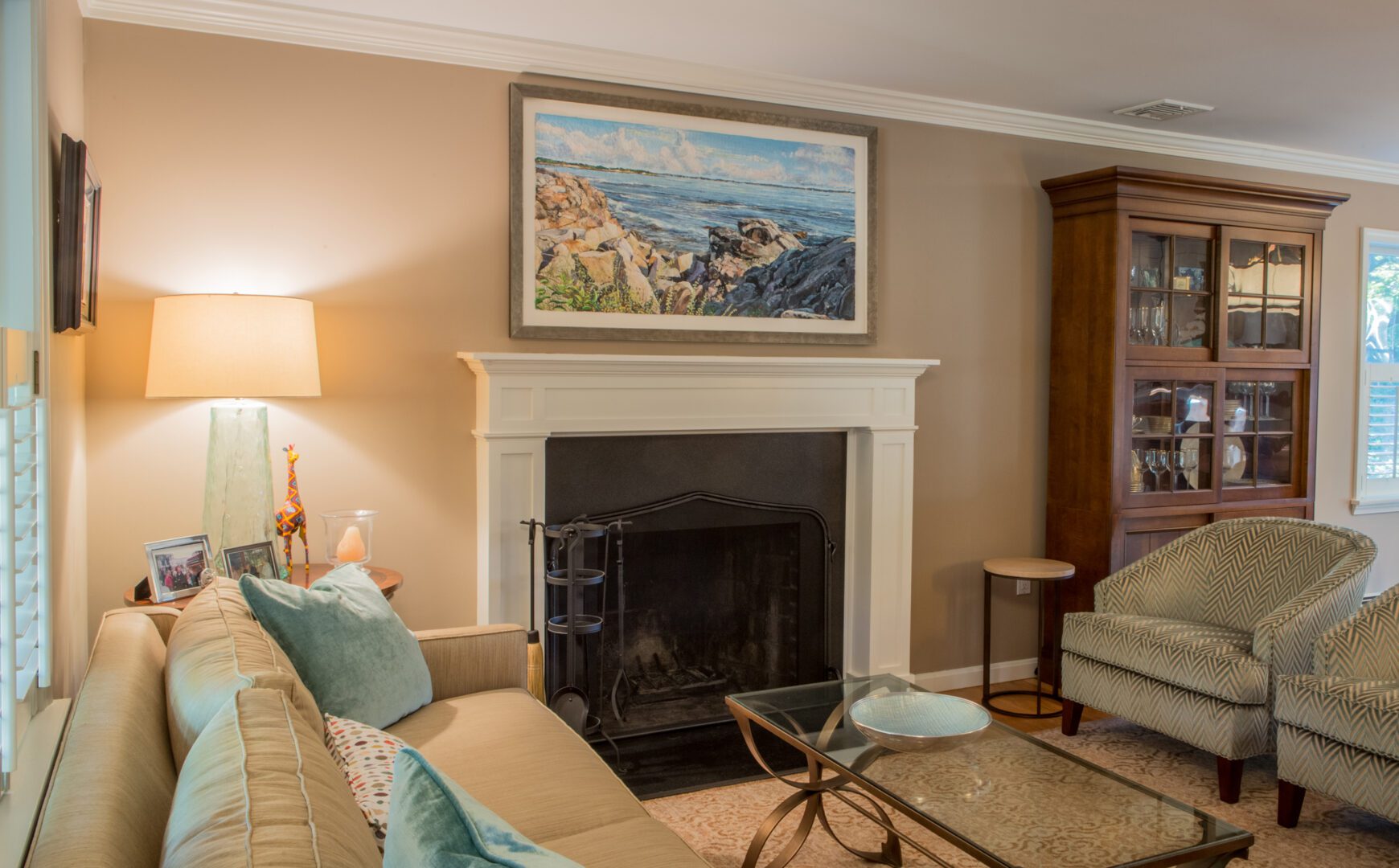 116. Marblehead Harbor painting, installed, private residence.