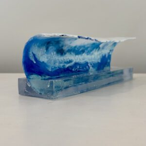 Turbulence, free standing sculpture, resin and abaca fiber, 12L x 3W x 4H